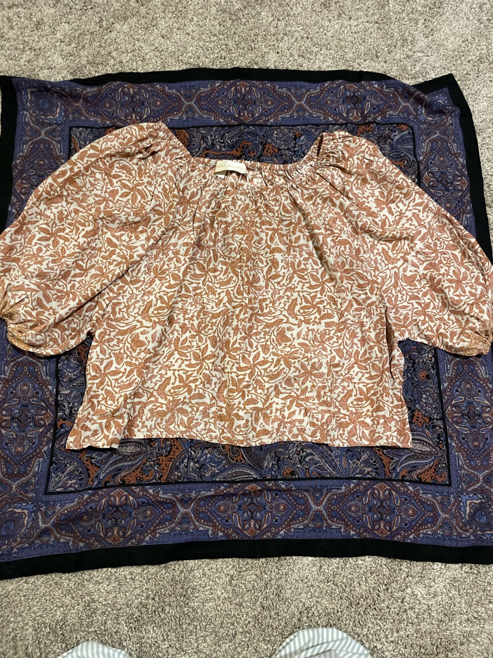 Printed silk balloon top
